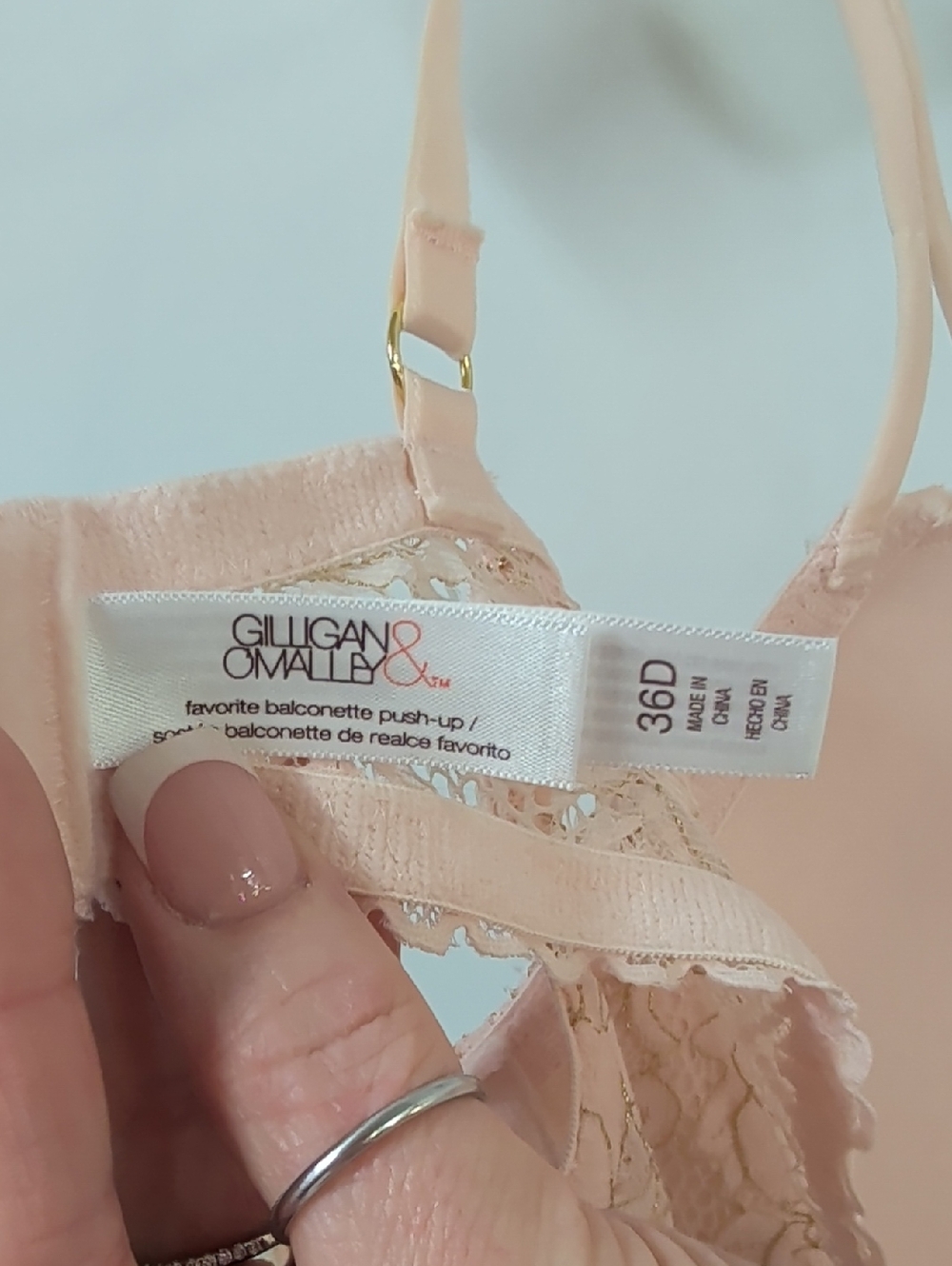 🎁 Gilligan & O'Malley Pink Lace Push-Up Bra - Picture 3 of 4